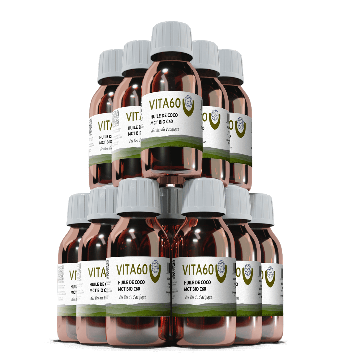 12 flacons huile de coco bio C60