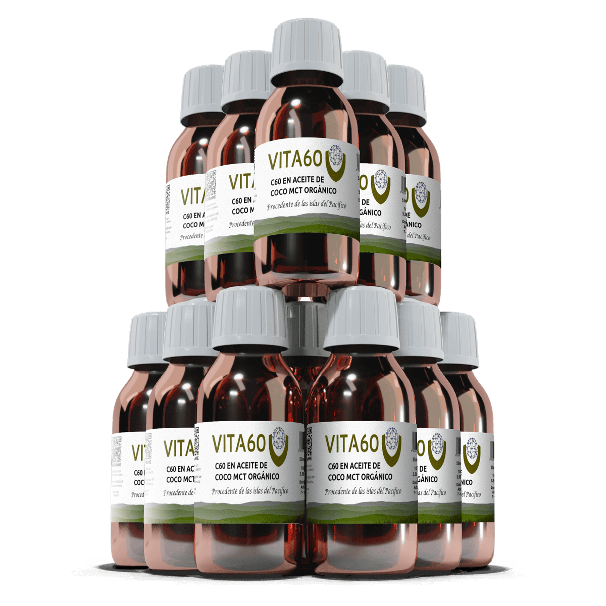 12 frascos de aceite de coco C60 MCT