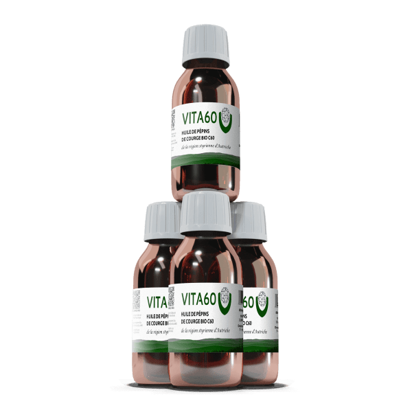 4 flacons C60 huile de pepins de courge