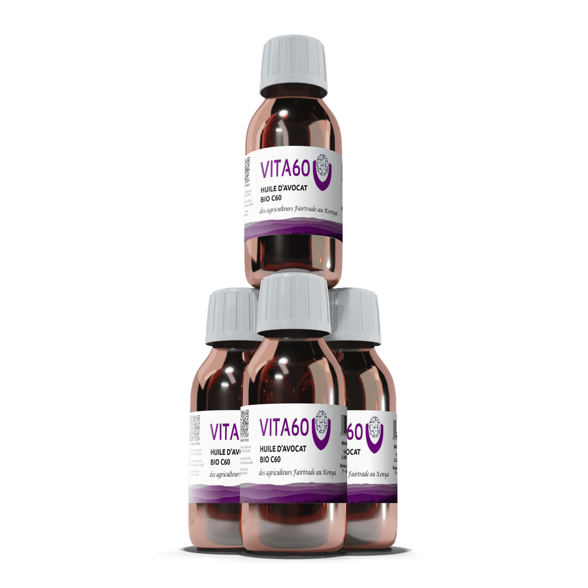 4 flacons huile avocat C60