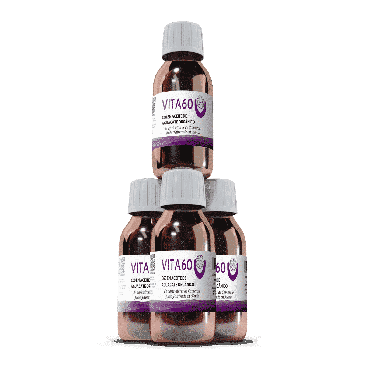 4 frascos C60 aceite de aguacate
