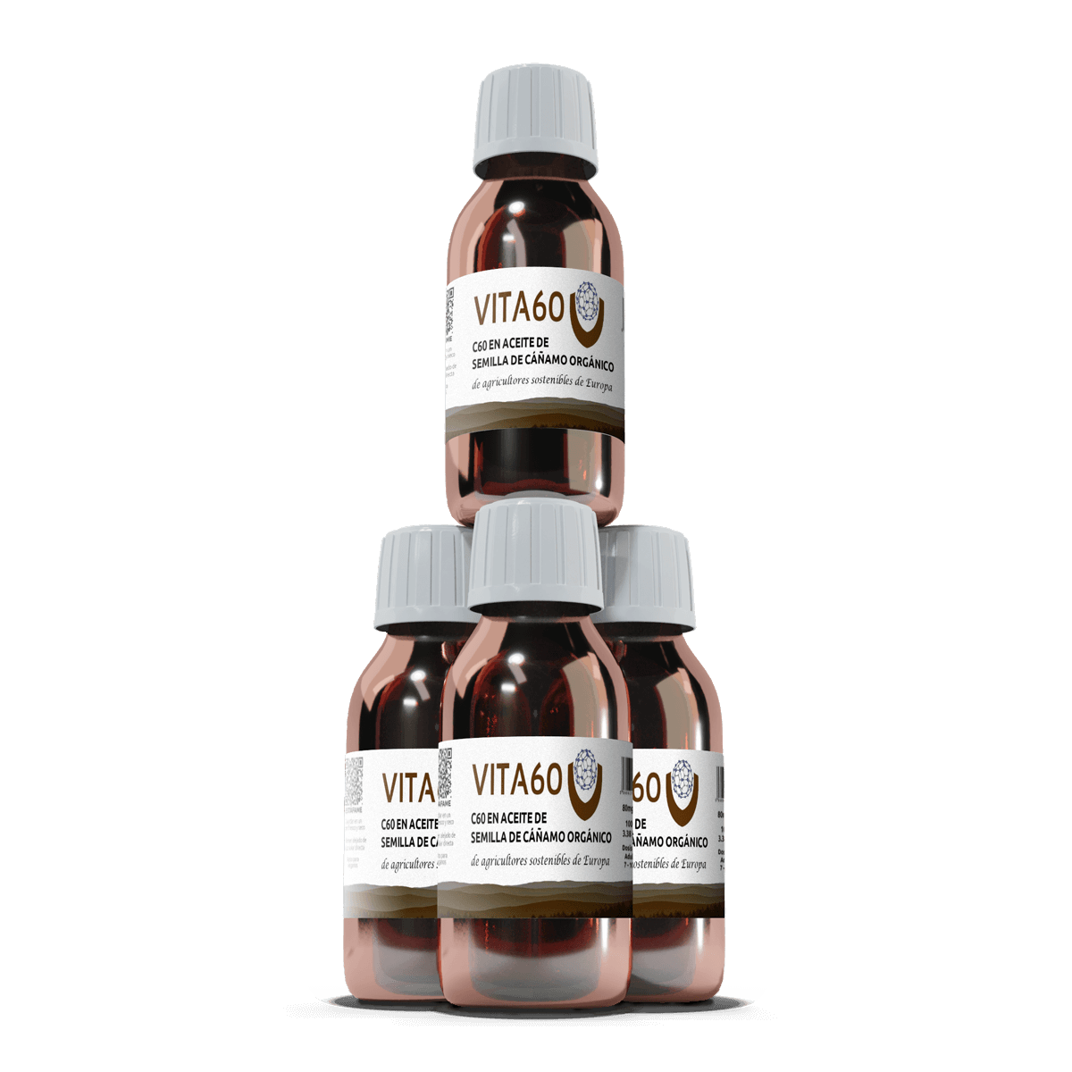 4 frascos C60 aceite de canamo