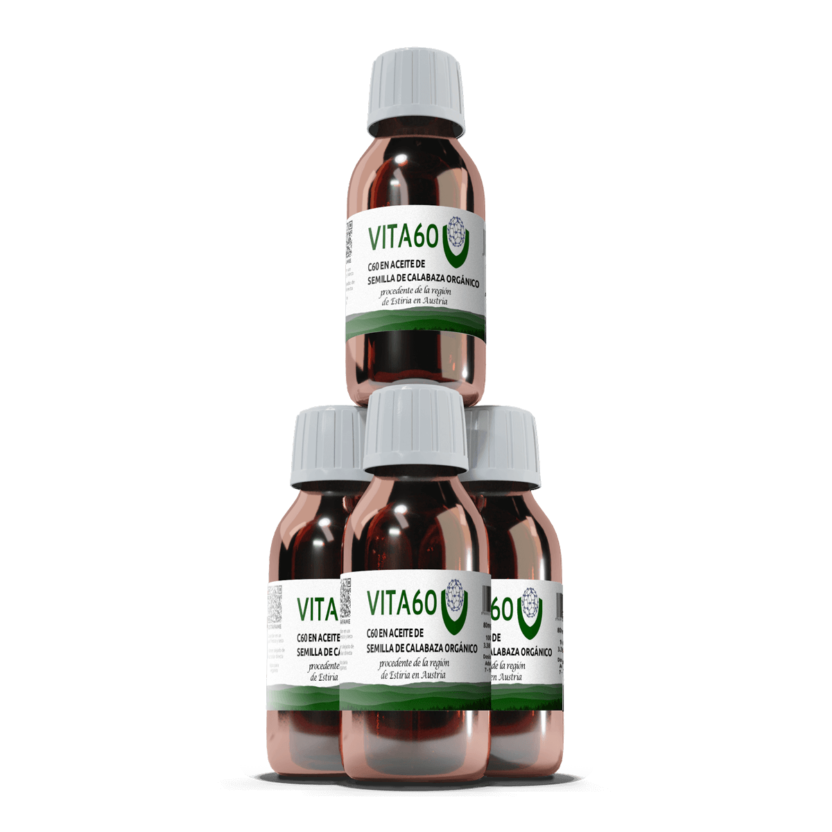 4 frascos C60 aceite de semilla de calabaza