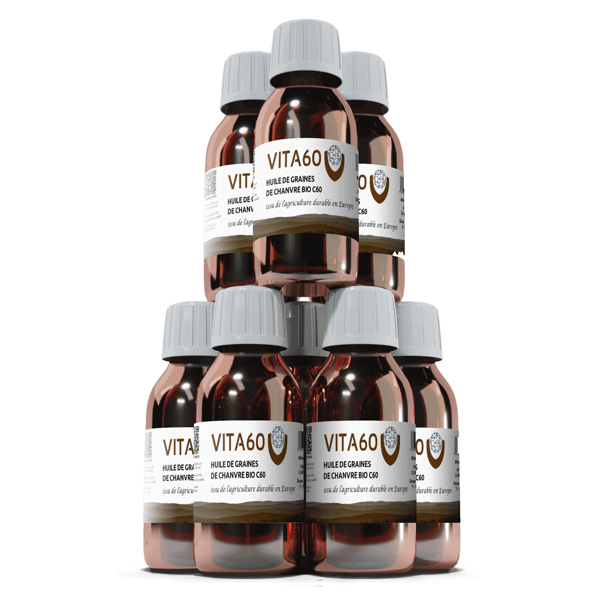 8 flacons huile de chanvre C60