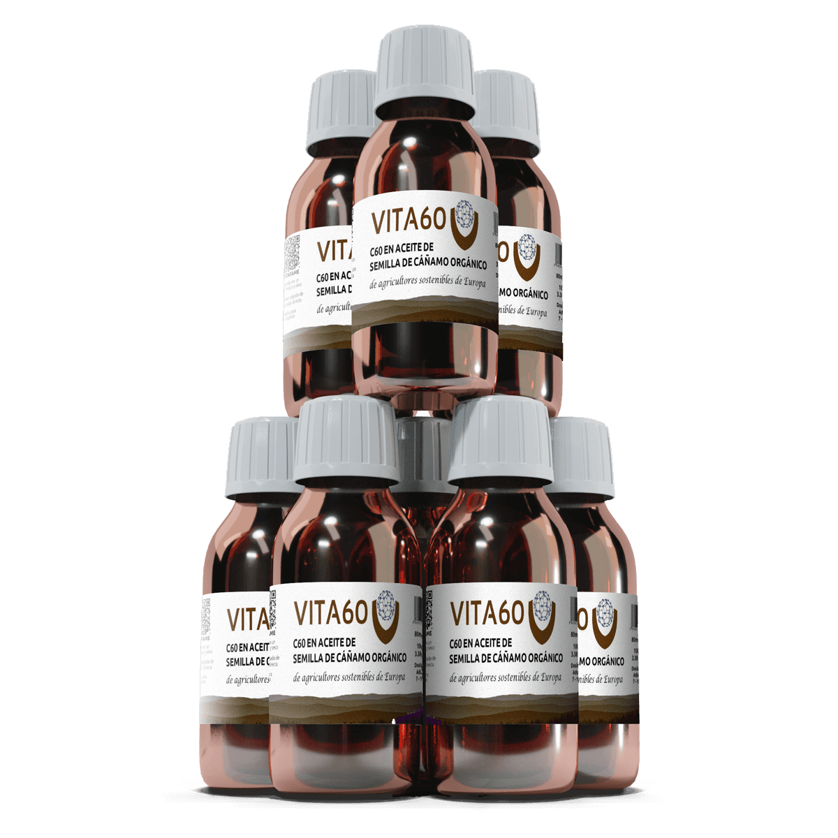 La mejor oferta pack de 8 aceite <br>de semilla de cáñamo BIO C60