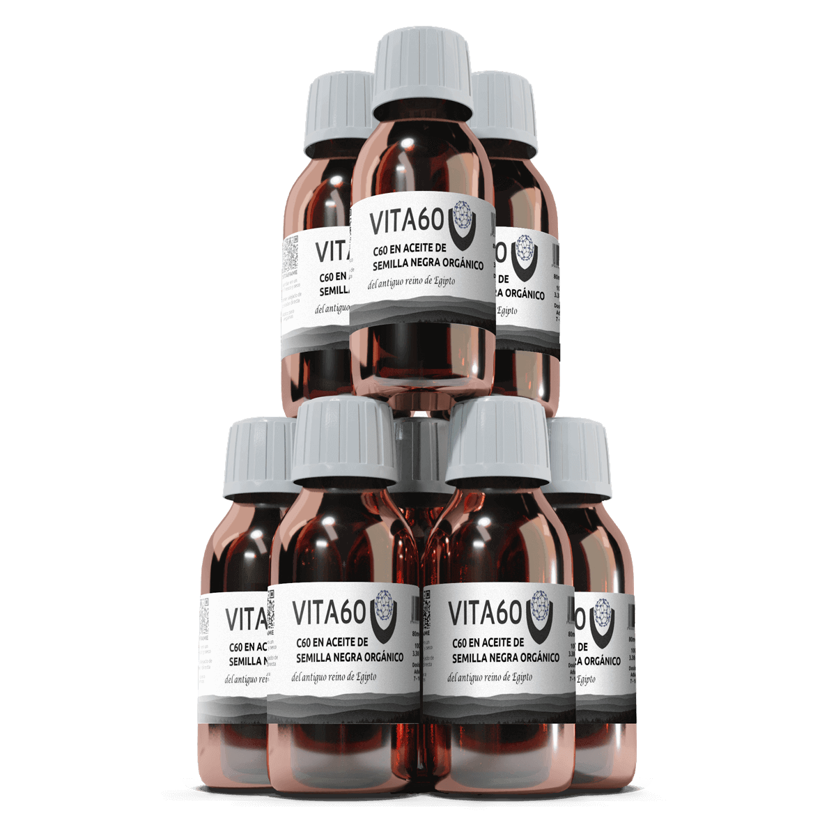 8 frascos C60 aceite de semilla negra