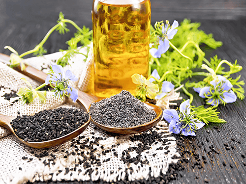 fleurs et graines de graines noires 4 Pack C60 Huile de nigelle biologique